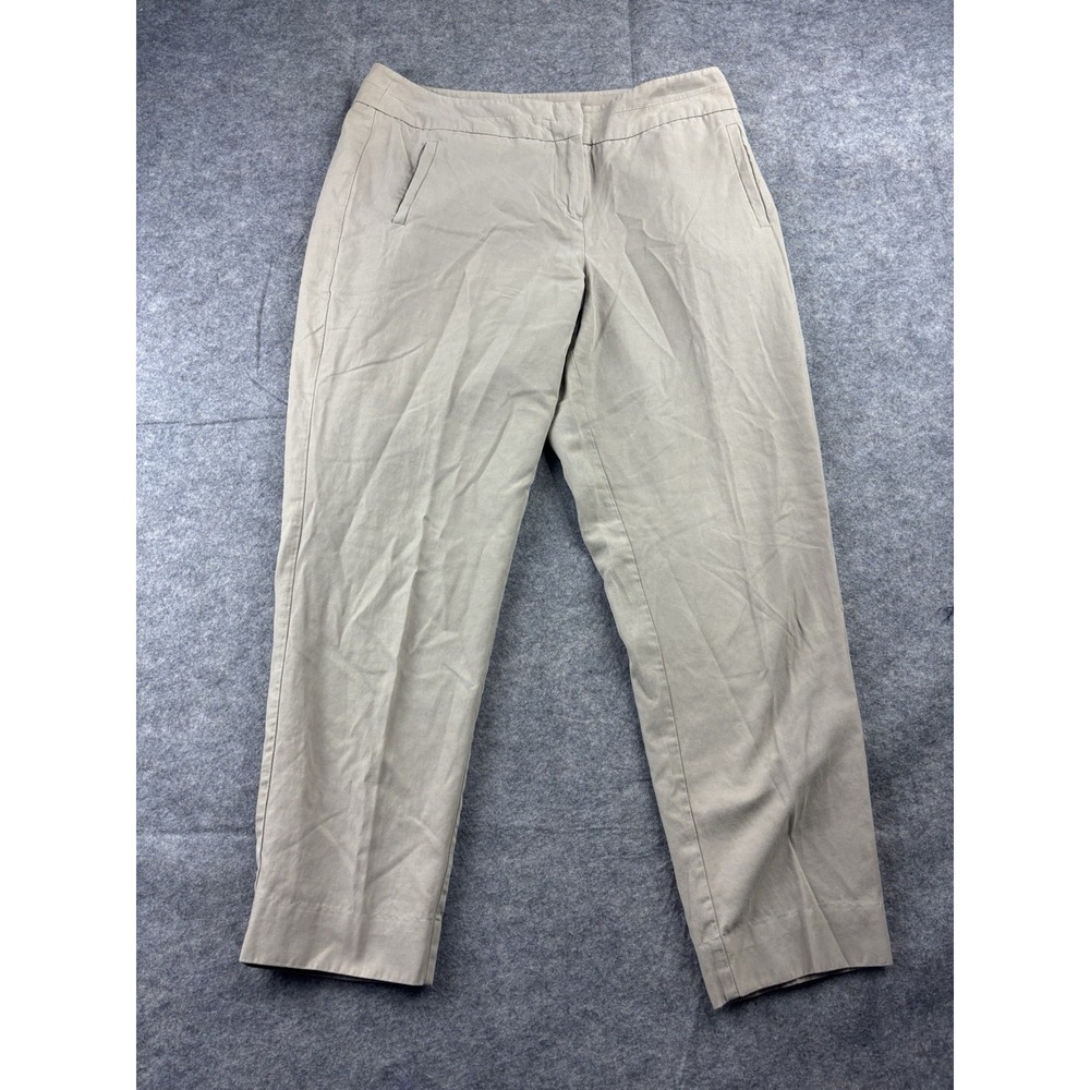Pendleton Women's 8P Trousers Pants Beige Tapered Leg Silk Cotton Minimalist EUC